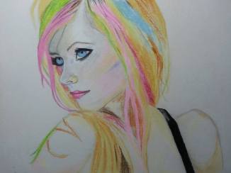 Avril Lavigne drawing with dry pastel and charcoal